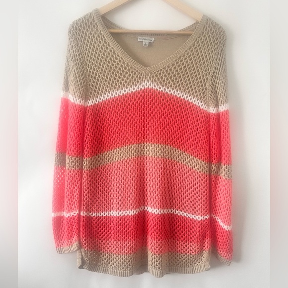 Croft & Barrow open knit long sleeve color block sweater size Large - Picture 1 of 12